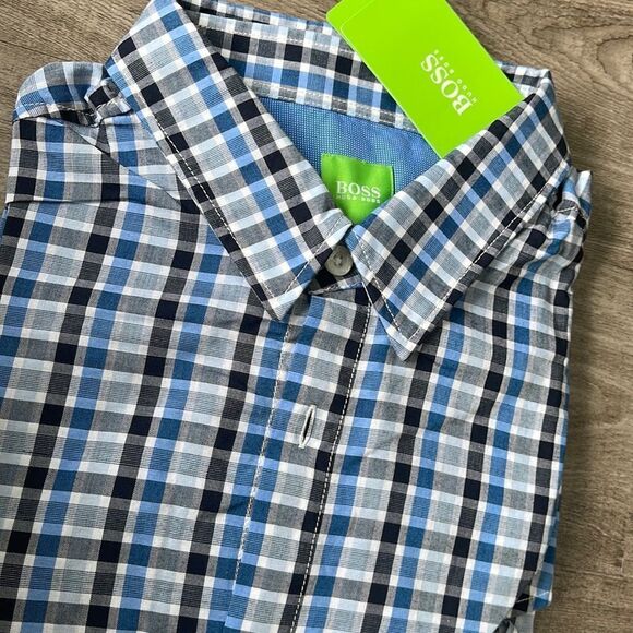 Boss Green C-Bustai Regular-Fit Check Long Sleeve Shirt-NAVY-Medium - Picture 3 of 4